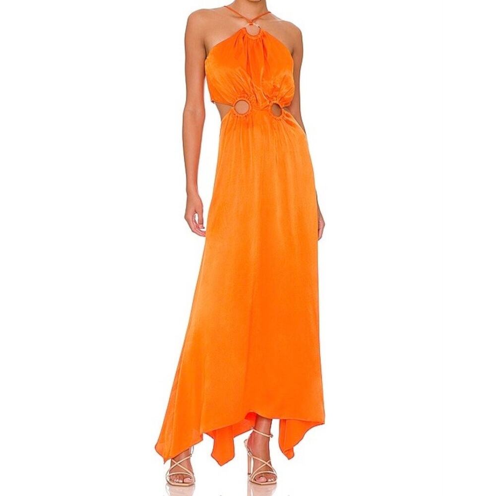 ELLIATT Visitant Cut-Out Satin Maxi Dress Papaya